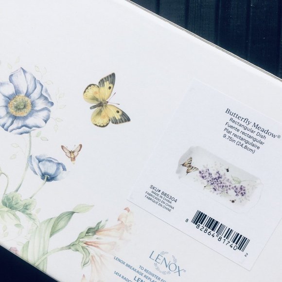 new in box Lenox Swallowtail Butterfly Meadow 9.75" Porcelain Tray Lilac Floral - Picture 7 of 10